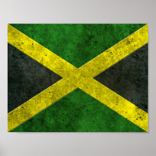 Póster Efecto de acero envejecido bandera jamaicana