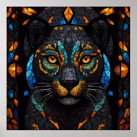 Efecto de vidrio manchado de mosaico de gato negro