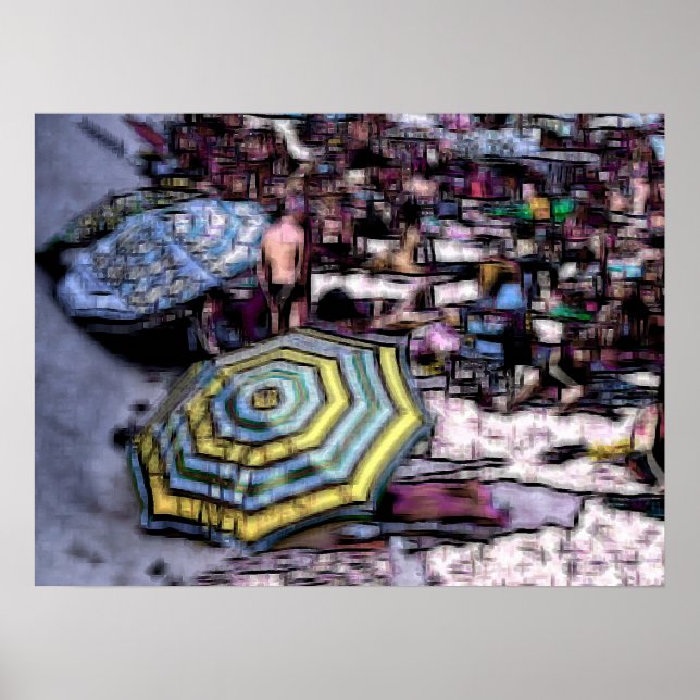 Póster Efecto digital de playa de "impresión" de estilo (Frente)