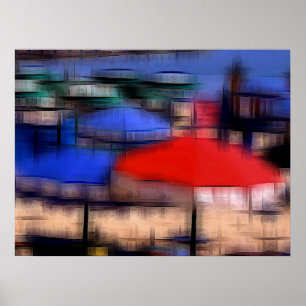 Póster Efecto digital de playa de "impresión" de estilo