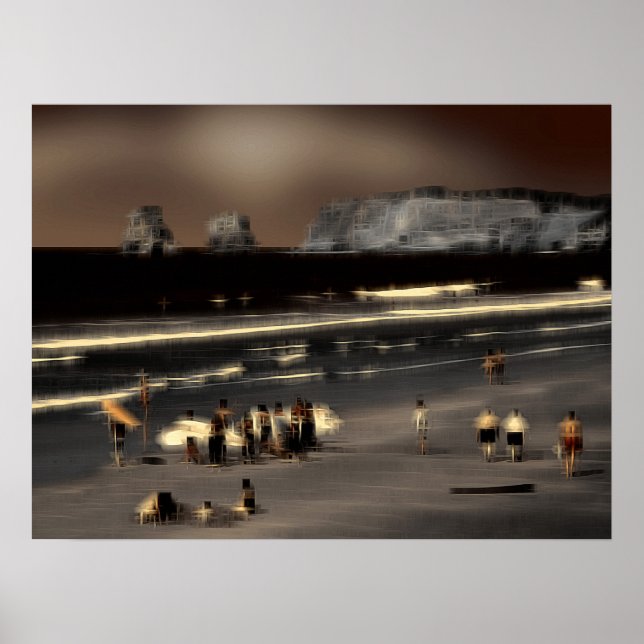 Póster Efecto digital de playa de "impresión" de estilo (Frente)