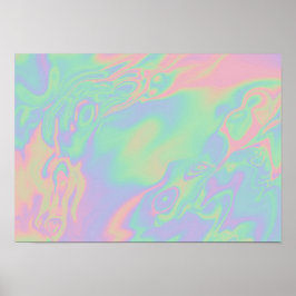 Póster Efecto holográfico moderno Script Rainbow Pastel