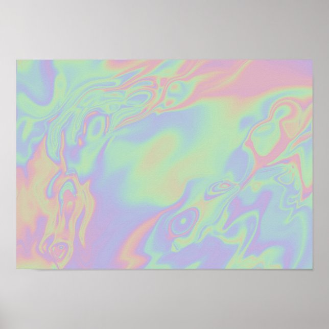 Póster Efecto holográfico moderno Script Rainbow Pastel (Frente)