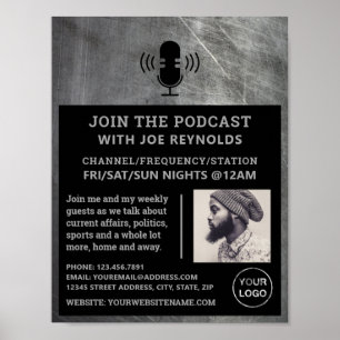 Póster Efecto Metalizado cratado, Podcaster, anuncio de p