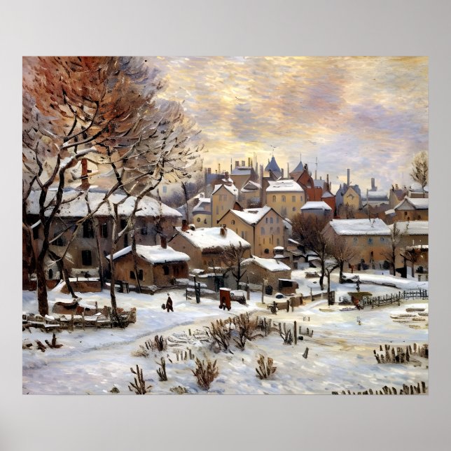 Póster Efecto Nieve con la configuración del sol (Frente)