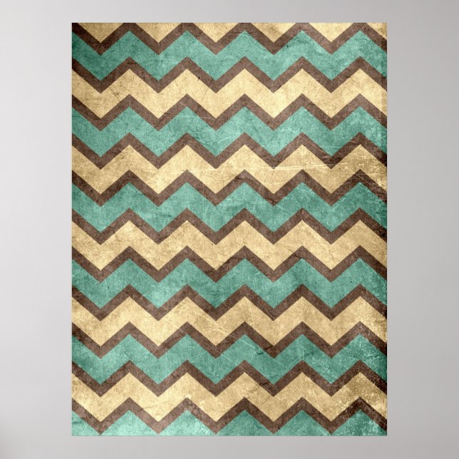 Póster efecto vintage de papel de grungo antiguo chevron  (Frente)