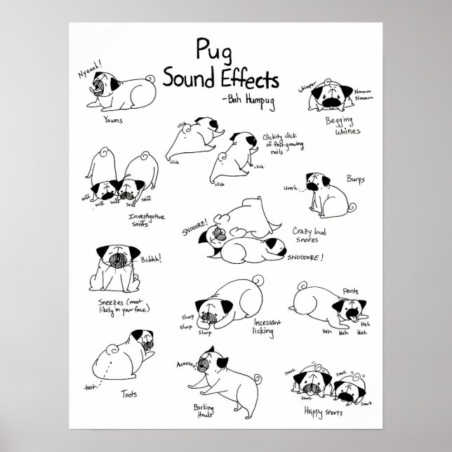 Póster Efectos de sonido de pug (Frente)