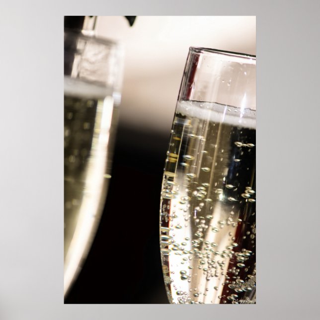Póster Efervescencia Dorada: Burbujas de Champagne Macro  (Frente)