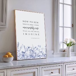 Póster Efesios 3:20 Chinoiserie Verso Bíblico Floral