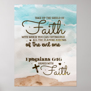 Póster Efesios 6:16 Ocuparse del Escudo de la Biblia Fe