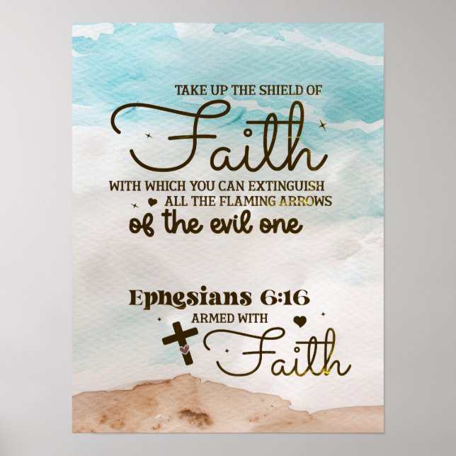 Póster Efesios 6:16 Ocuparse del Escudo de la Biblia Fe (Frente)