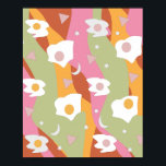 Póster Egg Fried Vintage Pop Art Print<br><div class="desc">Art Print for Kitchen with Eggs</div>