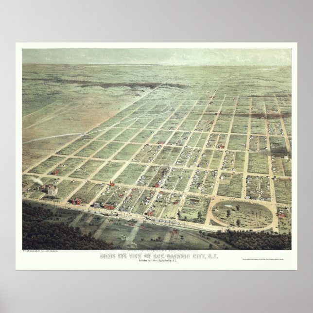Póster Egg Harbour City, NJ Panoramic Map - 1865 (Frente)