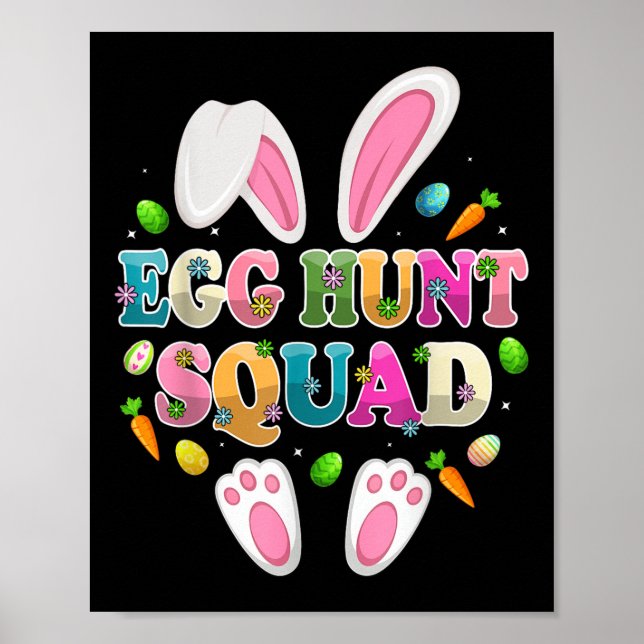 Póster Egg Hunt Squad Bunny Feliz Día de Pascua (Frente)