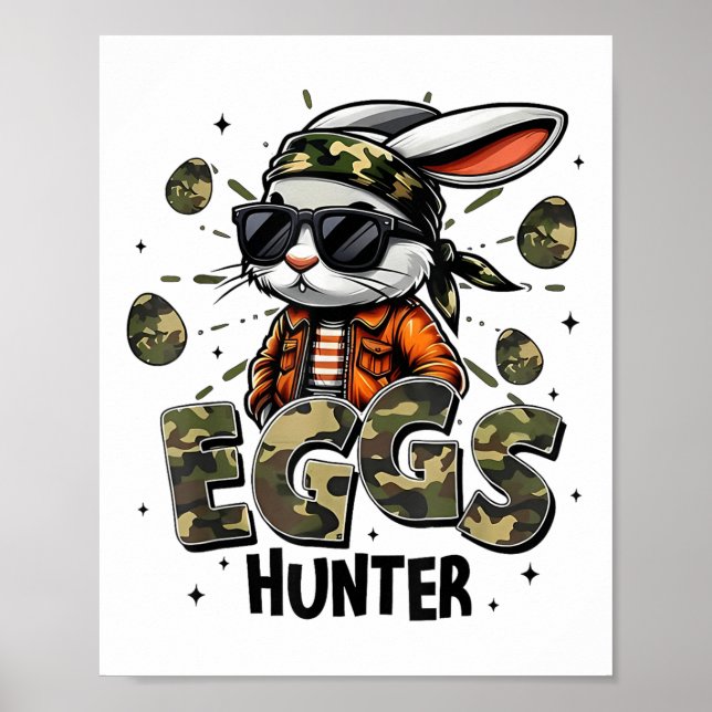 Póster Egg Hunter Camo Hunter Niños felices del Día de Pa (Frente)