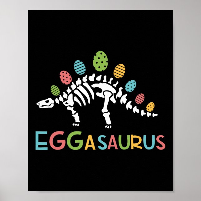 Póster Eggasaurus Pascua Estegosaurus Dinosaurios Niños T (Frente)