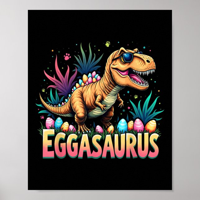 Póster Eggasaurus Pascua Estegosaurus Dinosaurios Niños T (Frente)