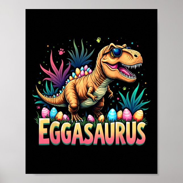 Póster Eggasaurus Pascua Stegosaurus Dinosaurio Niños T (Frente)