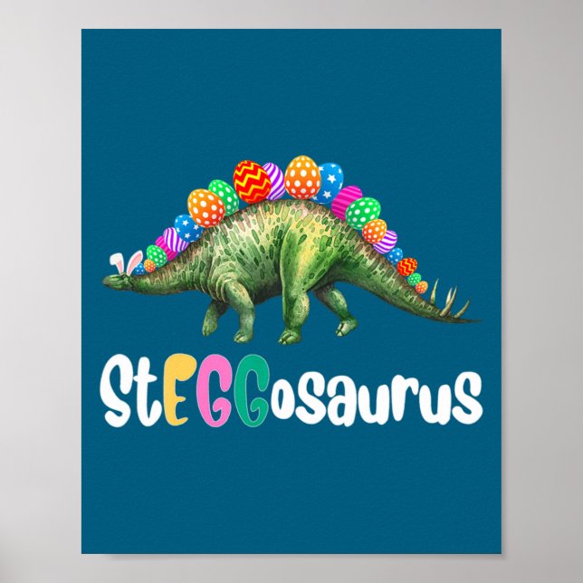 Póster Eggasaurus Pascua Stegosaurus Huevo Dinosaurio Pas (Frente)