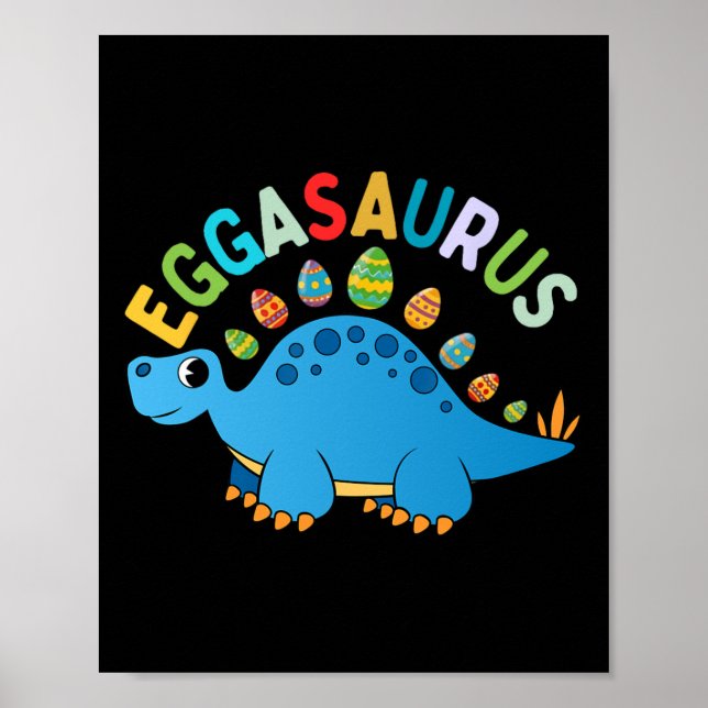 Póster Eggasaurus Semana Santa Huevos Caza Dinosaurio Est (Frente)
