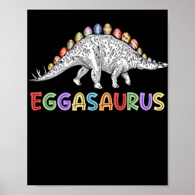 Póster Eggasaurus Stegosaurus Huevo Dinosaurio Feliz Pasc (Frente)