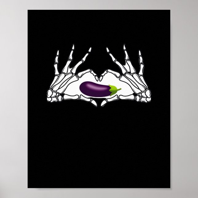 Póster Eggplant Classic - Skeleton Hands Heart (Frente)