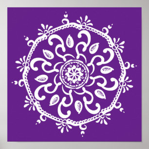 Póster Eggplant Mandala