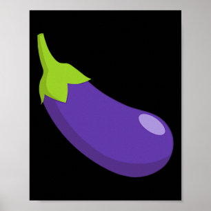 Póster Eggplant Y Peach Pareja Icono Emoticon C