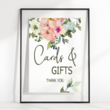 Eggshell y Rubor Floral Boda Card & Gifts