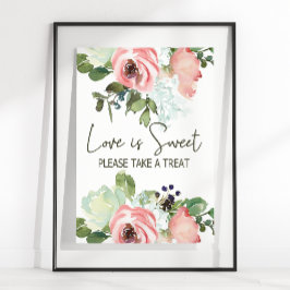 Póster Eggshell y Rubor Floral Boda Love is Sweet