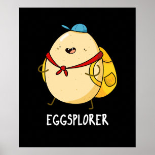 Póster Eggsplorer Funny Egg Explorer Pun Dark BG
