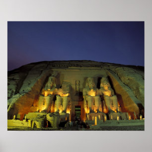 Póster Egipto, Abu Simbel, colosales figuras de Ramsés