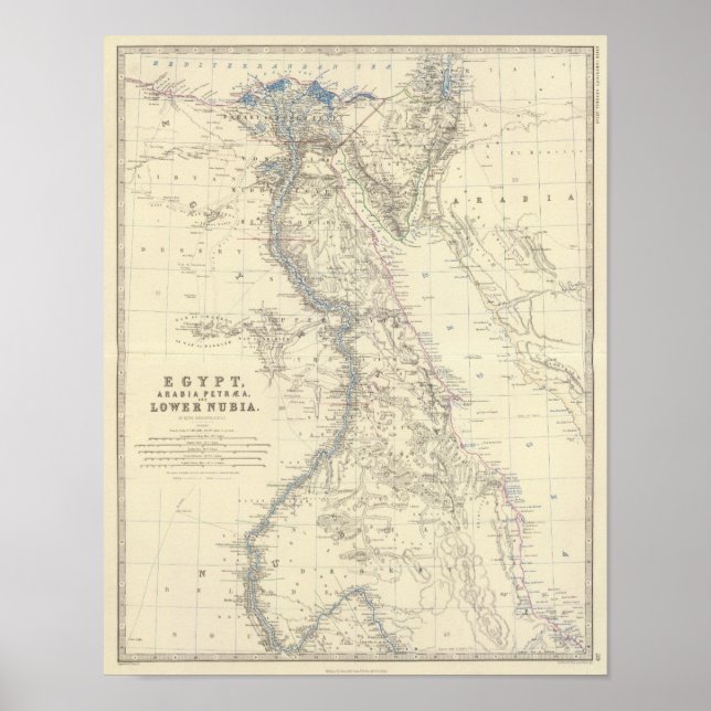 Póster Egipto, Arabia Saudita Petraea, Nubia (Frente)