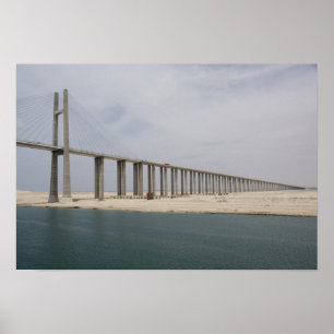 Póster Egipto, Canal de Suez. Puente de la Paz también co