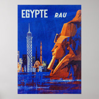 Póster Egipto, Faraón, Poster de viajes retro vintage