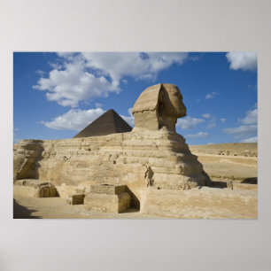 Póster Egipto, Giza. La gran Esfinge se eleva sobre los 2