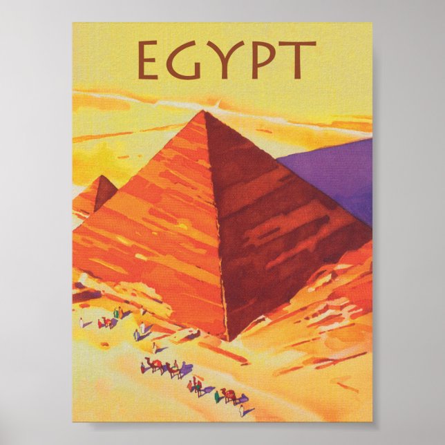 Póster Egipto, grandes pirámides, Poster de viajes retro  (Frente)