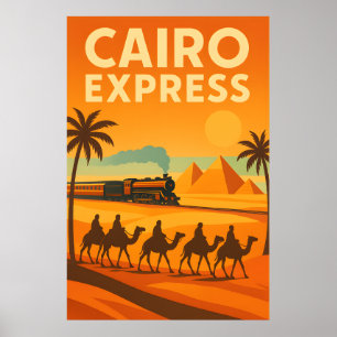 Póster Egipto vintage: El viaje retro del Cairo Express