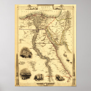 Póster Egipto y ArabiaMapa PanorámicoEgipto