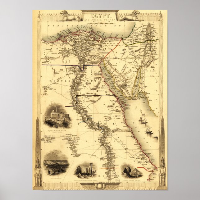 Póster Egipto y ArabiaMapa PanorámicoEgipto (Frente)