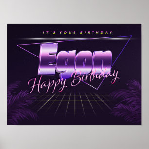 Póster Egon Name Vorname lila retro Poster Geburtstag