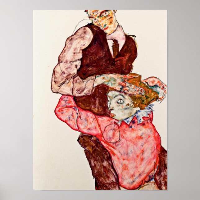 Póster Egon Schiele - Amantes (Frente)
