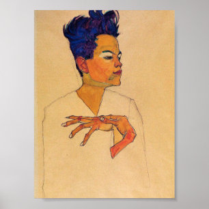 Póster Egon Schiele - Autoretrato Con Manos En El Pecho