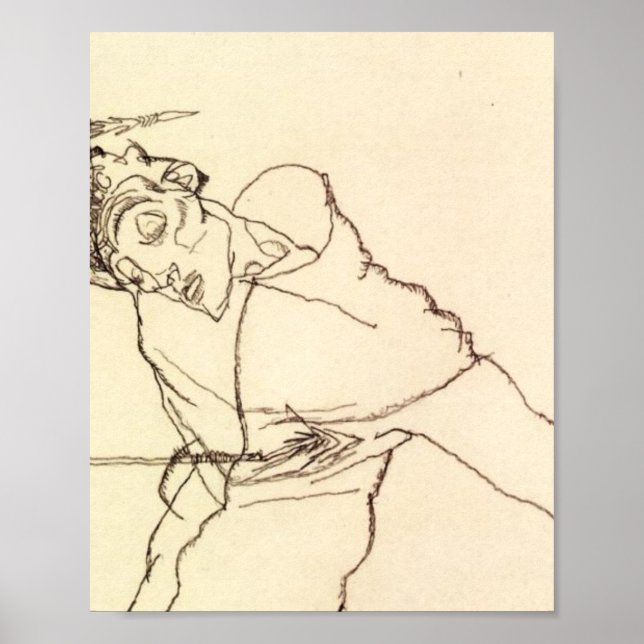 Póster Egon Schiele- autorretrato como San Sebastián (Frente)