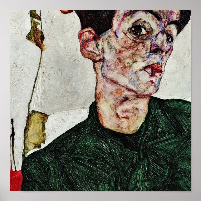 Póster Egon Schiele - autorretrato con farol chino (Frente)