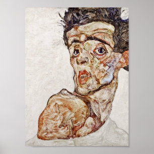 Póster Egon Schiele - autorretrato con hombro elevado