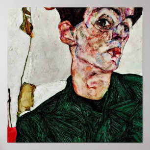 Póster Egon Schiele - autorretrato con la linterna china