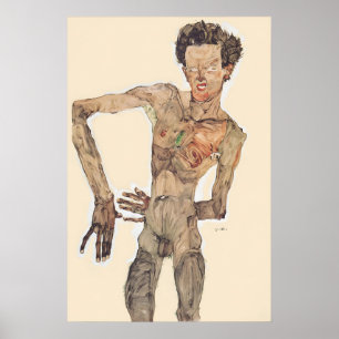 Póster Egon Schiele 'Autorretrato haciendo una mueca con 
