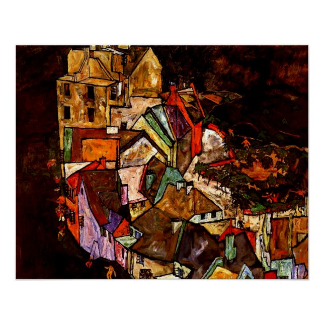 Póster Egon Schiele - Borde de la ciudad (Anverso)