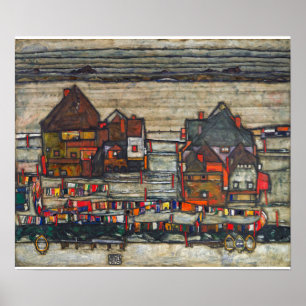 Póster Egon Schiele - Casas con lavandería